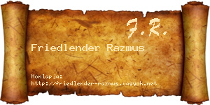 Friedlender Razmus névjegykártya
